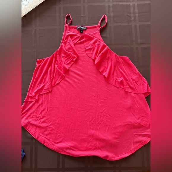 Express Pink Ruffle Halter Top - Picture 1 of 4